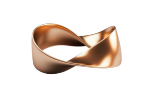 A sculptural bronze ribbon, elegantly twisted into an infinite loop, showcasing smooth curves and reflective surfaces. png
