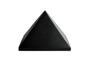 A sleek, black pyramid with sharp edges and a smooth surface, showcasing geometric precision and modern design. png