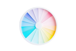 A circular color wheel displaying a gradient of hues ranging from blue to yellow, arranged in a fan-like design. png