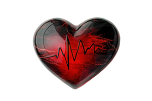 A heart-shaped object featuring a heartbeat line, symbolizing love, emotion, and vitality. png