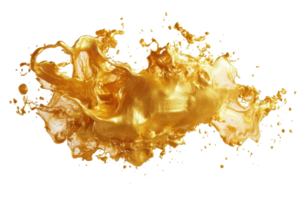 A dynamic splash of golden liquid creating an eye-catching visual effect, showcasing fluid movement and vibrant color. png