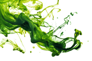 A vibrant splash of green liquid creating dynamic shapes and curves. png