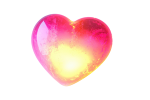 A vibrant, luminous heart shaped object in shades of pink and yellow, exuding warmth and a sense of affection. png