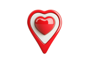 A heart symbol surrounded by a larger heart shape, both in vibrant red and white colors. png