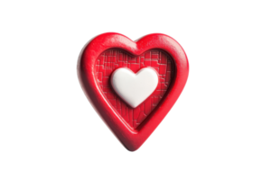 A red heart shape featuring a smaller white heart within, symbolizing love and affection. png