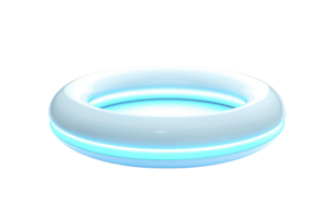 A sleek, glowing circular object with blue accents, resembling a futuristic ring or pool float with a minimalist design. png