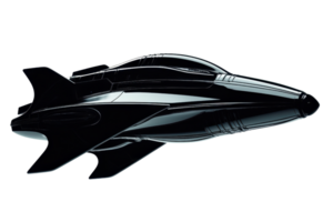 A sleek, futuristic spacecraft with sharp lines and a streamlined design, showcasing advanced engineering and aerodynamics. png