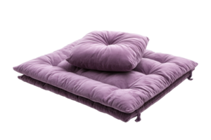 A soft, plush purple cushion set, featuring a larger base cushion and a smaller, decorative pillow on top. png