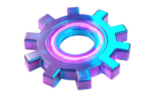 A colorful gear-shaped object featuring glowing accents and a circular hole in the center, designed with a modern aesthetic. png