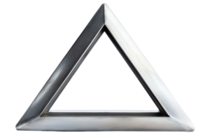 A sleek, metallic triangular frame with sharp angles and reflective surfaces. png