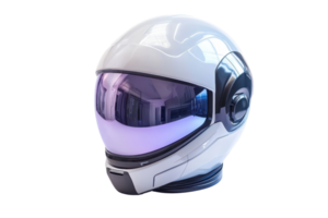 A futuristic helmet featuring a sleek design with a reflective visor and integrated technology elements. png
