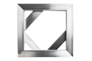 A sleek, modern metal frame with a geometric design, showcasing an open square structure. png