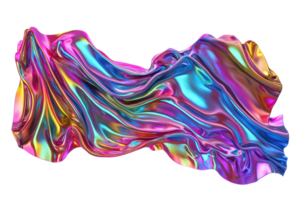 A vibrant, flowing fabric-like material showcasing a spectrum of colors and dynamic light reflections. png