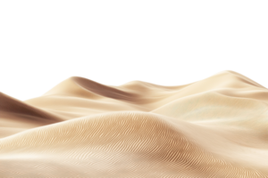 A smooth, undulating surface of sand illuminated against a stark transparent background, creating a serene and minimalist landscape effect. png