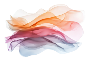 A flowing arrangement of layered, colorful fabric, showcasing delicate textures and soft hues. png