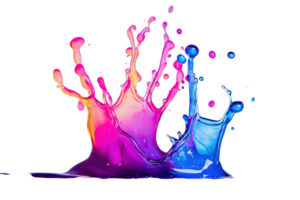 A vibrant splash of colorful liquid creates a dynamic and artistic visual effect. png