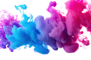 Vibrant swirls of blue and pink ink blend together, creating a striking visual with fluid motion and rich color depth. png