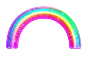 A vibrant, glowing rainbow arc with multiple colors radiating in a playful and cheerful design. png