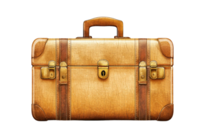 ein Jahrgang Leder Koffer mit Metall Verschlüsse und ein handhaben, mit ein verwittert Aussehen und elegant Design. png