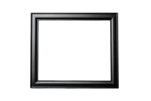 A sleek black picture frame with a classic design, perfect for displaying artwork or photographs. png