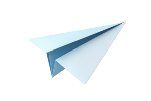 A sleek, blue paper airplane, elegantly crafted, suggesting movement and flight. png