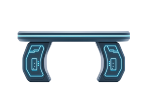 A futuristic, sleek table with illuminated edges and high-tech design elements, showcasing modern aesthetics and innovation. png