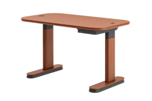 A sleek wooden desk with a modern design, featuring sturdy legs and a smooth surface, ideal for work or study environments. png