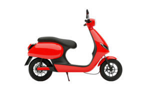 A sleek red scooter featuring a modern design, ideal for urban commuting and stylish transportation. png