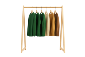 A rack displays a collection of colorful sweaters in various shades, showcasing a blend of styles and textures. png