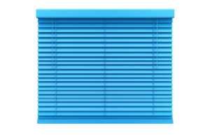 A blue horizontal blind with evenly spaced slats, designed to regulate light and provide privacy. png