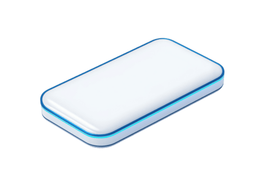 uma lustroso, retangular objeto com uma suave superfície e uma sutil azul contorno. png