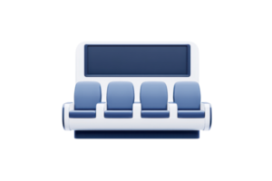 A modern seating arrangement featuring a row of blue chairs with a sleek design. png