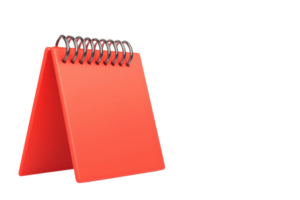 A vibrant red notepad with a spiral binding, designed for note-taking and reminders. png