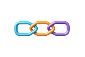 A colorful chain with interlinked links in blue, orange, and purple hues, symbolizing connection and unity. png
