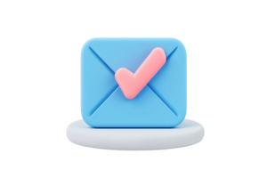 A colorful envelope with a checkmark symbol, indicating successful delivery or approval of a message. png