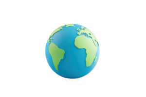 A colorful globe showcasing continents and oceans, representing the Earth in a vibrant and simplified manner. png