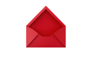 A vibrant red envelope with a peaked flap, symbolizing communication and messages. png