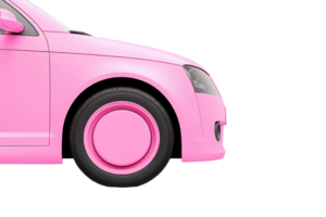 A vibrant pink car displayed against a transparent background, showcasing its unique and eye-catching design. png