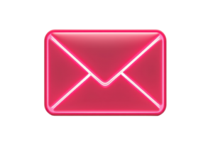 A glowing pink envelope with a sleek design, symbolizing digital messaging and communication. png