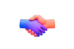 A vibrant depiction of two hands clasped in a handshake, symbolizing unity and cooperation. png
