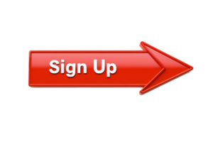 A red button with the text Sign Up and an arrow, indicating an action to register or join. png