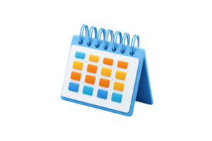 A colorful desk calendar featuring a grid layout with various shades for easy scheduling and planning. png