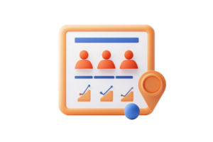 A visual representation of a user interface featuring icons of people, checkmarks, and a location pin, suggesting a focus on user feedback or data collection. png