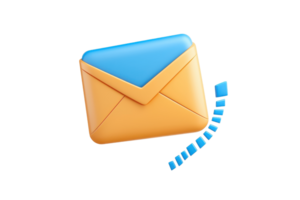 A colorful envelope icon with a blue flap and orange body, symbolizing communication and messaging. png