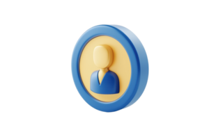 A stylized icon representing a person, featuring a blue and yellow color scheme, designed for user profiles or identification. png