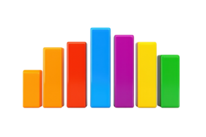 A vibrant series of vertical bars in various colors representing sound levels or frequency. png