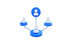 A graphic representation of interconnected user icons arranged in a network format. png