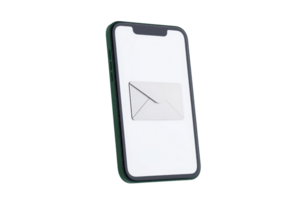 A smartphone displays an envelope icon, representing digital communication and messaging. png