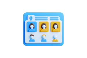 A colorful, stylized representation of user profiles with icons depicting diverse individuals arranged in a grid format. png