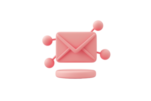 A pink envelope icon with connection nodes, symbolizing communication and messaging. png